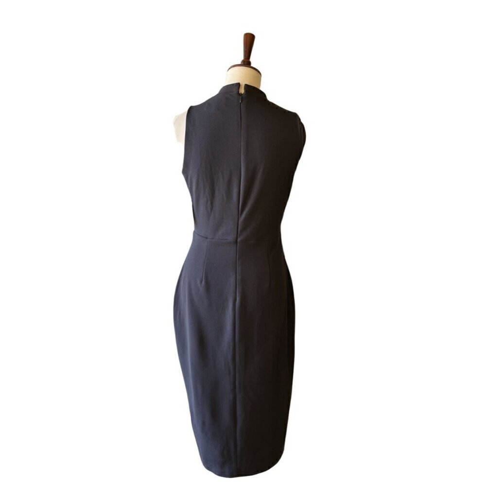 A.B.S Collection Women's Black Knit Storm Mock Neck Side Slit Midi Dress Size 8 - Picture 2 of 15